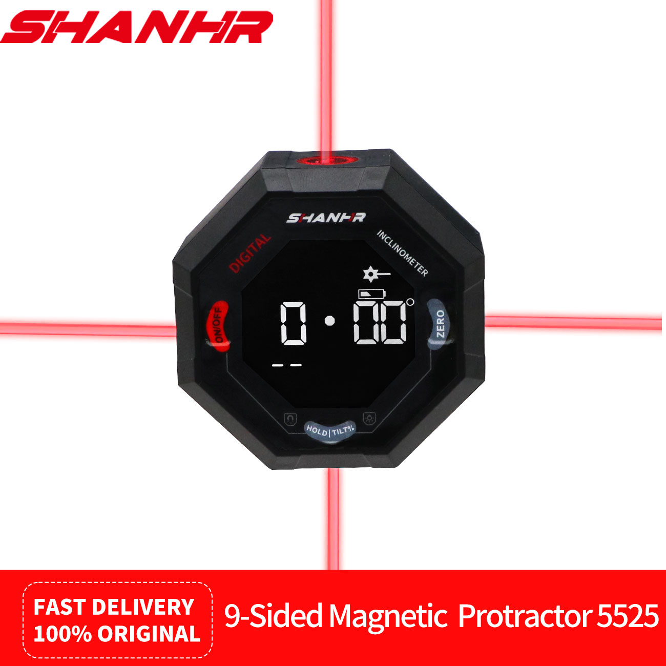 Stud Finder With Laser Level - Medidor de Ângulo Digital Octogonal SHANHR