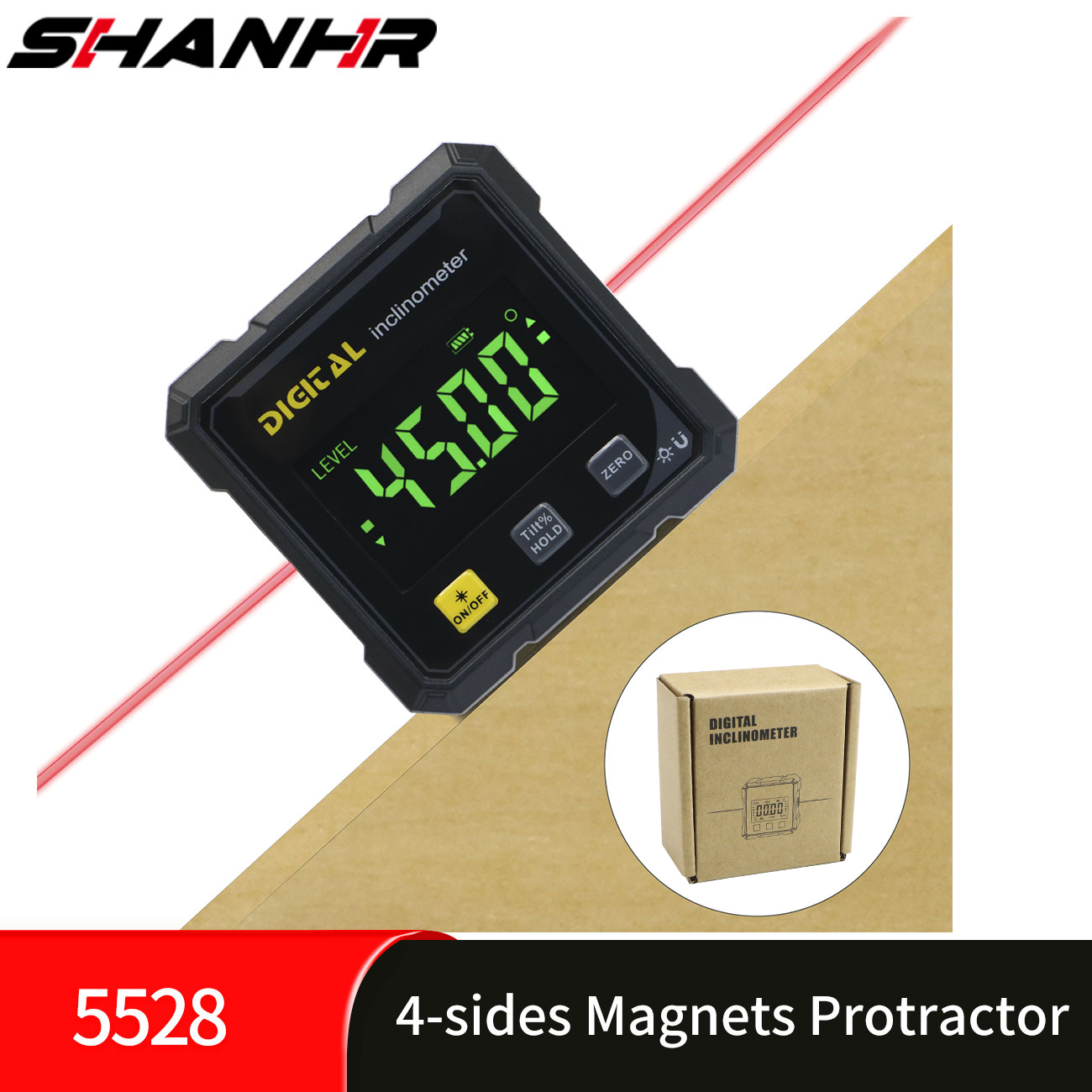 Stud Finder With Laser Level - SHANHR Localizador de ângulo digital com