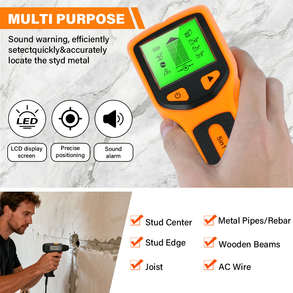 Wall Scanner Rebar Detector - Detector Digital Portátil 5 em 1