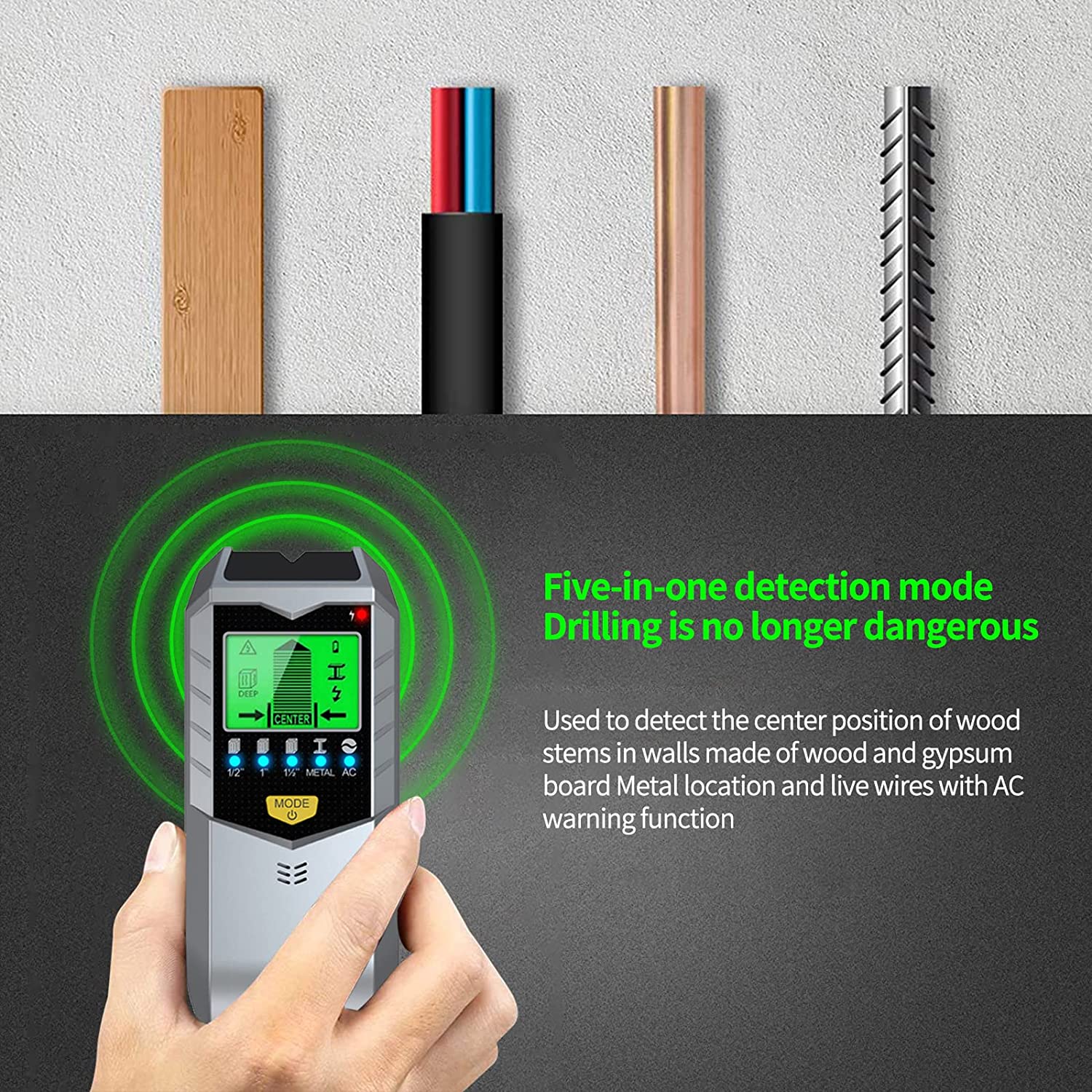 Detector de parede eletrônico  - Stud Finder Wall Scanner 5 In 1 avaliação e preço
