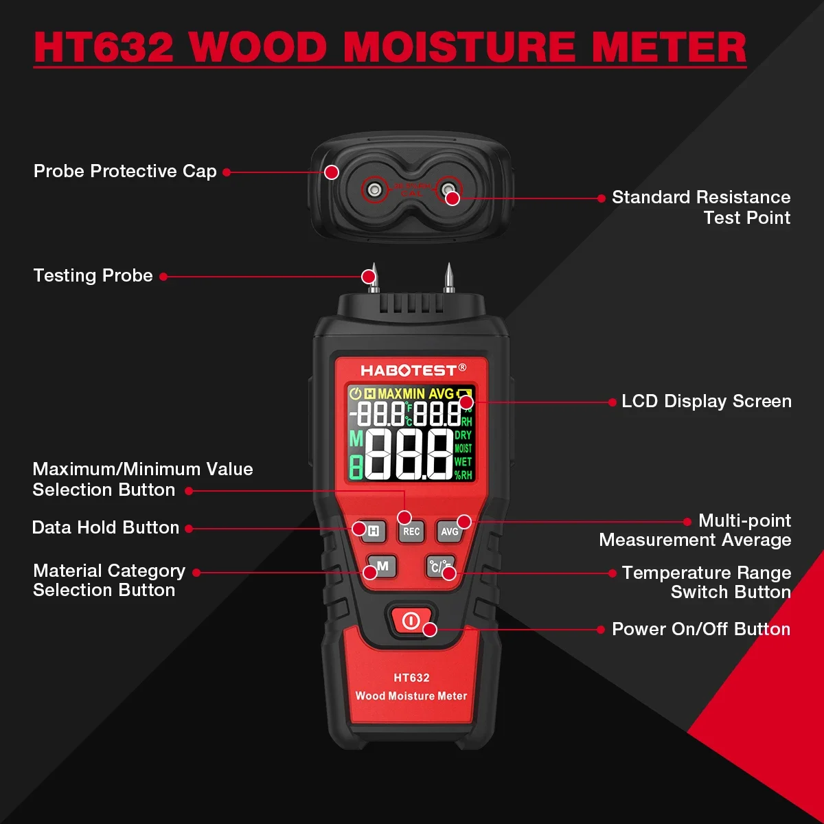 Medidor Digital de Umidade HAB - Moisture Meter Wall Wood avaliação e preço