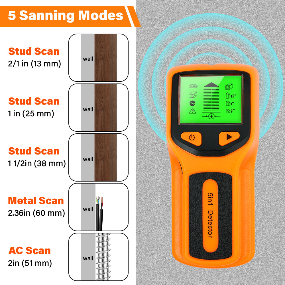 Detector de Pregos 5 em 1, Sca - Stud Finder Wall Scanner 5 In 1 avaliação e preço